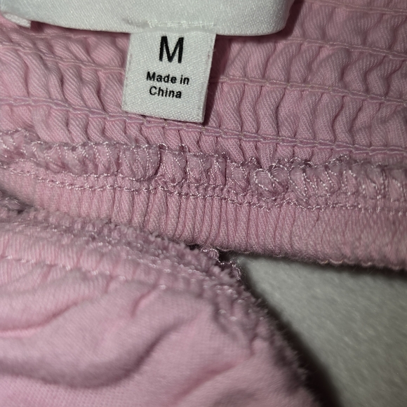 Blush Pink Puff Sleeve Cutout Smocked Fit & Flare Mini Dress – Size Medium - Picture 4 of 7